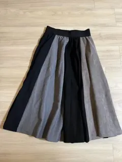 《美品》Pauline Bleu 異素材切替スカート　フリー
