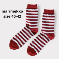 【新品未使用】marimekko／ボーダー／靴下／赤40-42のサムネイル