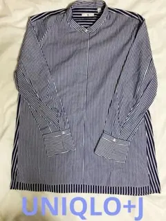 カ*テ様 【超美品】ユニクロ+J スーピマコットンスタンドカラーストライプシャツ