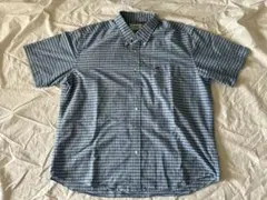 Crocodile 半袖チェックシャツ 3L ボタンダウン ブルー系 Yシャツ
