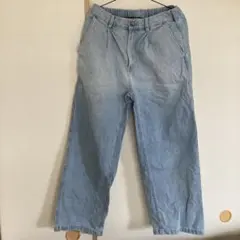 GU ライトブルー デニムワイドパンツ