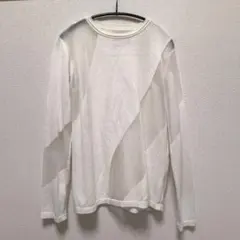 TĒLOPLAN メッシュ長袖トップス ホワイト