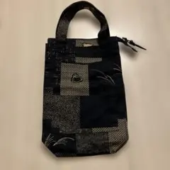 和柄　ポケット付縦長バッグ