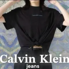 Calvin Klein Jeans /クロップド リブT シャツ 半袖 黒 M