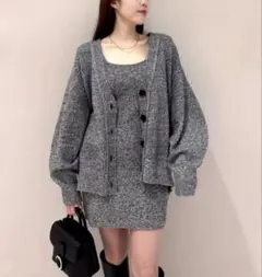 snidel スナイデル ミニニットセットワンピース グレー