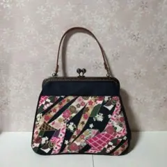0525和柄リボン　がま口　バッグ　ハンドメイド