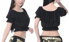 ベリーダンス トップス レッスン着 ジプシー トライバル ブラックのサムネイル