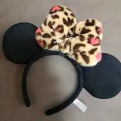 ディズニーリゾート　ミニー　レオパード　豹柄　リボン　カチューシャ