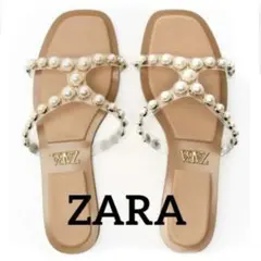 【新品☆】ZARA パール クリア フラットサンダル 25.5cm 完売品 レア