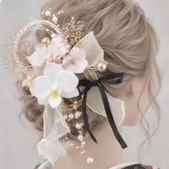 成人式髪飾り　卒業式袴　ミニ胡蝶蘭　結婚式ヘアアクセサリー　成人式髪飾り金箔