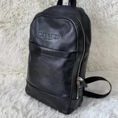 COACH コーチ レザー リュック チャールズ A4 ロゴ型押し 黒 ブラック