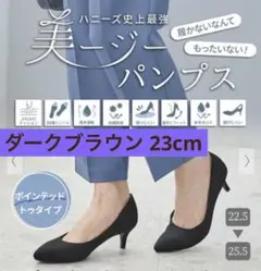 ハニーズ 美ージーパンプス ポインテッドトゥ ダークブラウン スエード調23cmのサムネイル