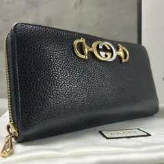 美品 グッチ ズゥミ ラウンドジップ インターロッキング 長財布 箱 *収納袋付