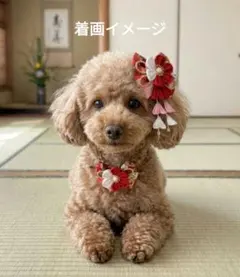 七五三 髪飾り お正月　お食い初め　ワンちゃん髪飾り　和装髪飾り