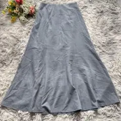 ジーユー　マーメイドフレアスカートZQ　【M】　ブルー　ロング　ハイウエスト