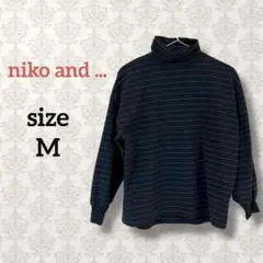ニコアンド【M】起毛スムースタートルプルオーバー ボーダー カジュアル 伸縮性