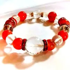 【天然石パワーストーンブレスレット】カーネリアン、水晶