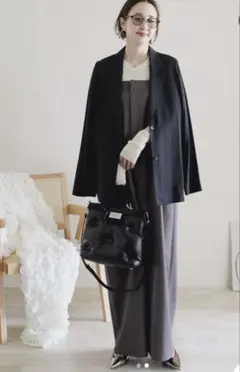 ベアトップ サロペット オールインワン グレー