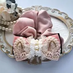 ⭐3441⭐❣️大人可愛い華やかアクセ❣️オリジナル✴インド刺繍リボンシュシュ