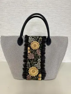 ハンドメイド　トートバッグ　インド刺繍リボン使用