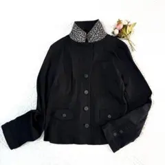 LOOK LOW レオパード柄 ジャケット 13AR ストレッチ 美品 ブラック