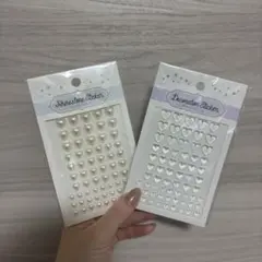 ハート型ラインストーン・デコレーションシール 2枚セット