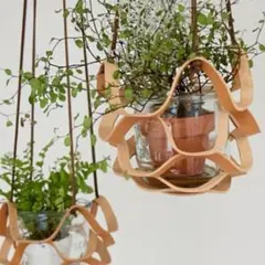 ハンギングバスケット ブラウン　プランター　フェイクグリーン　造花　花　鉢のサムネイル