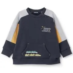 Klädskap クレードスコープ 電車刺しゅうブロッキングトレーナー トップス