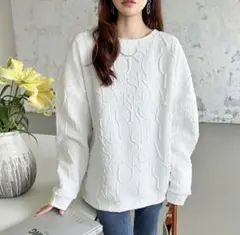 【匿名発送】トレーナー 総柄 ロゴ ホワイト