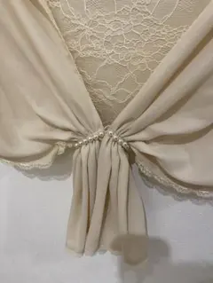 パーティードレス 結婚式 ベージュ ショール パール装飾 ケープ ボレロ