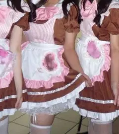 メイド服 コスプレ衣装 猫耳風デザイン 茶色 コスプレ メイド