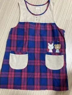 Remonter la Riviere チェック柄エプロン 保育士エプロン