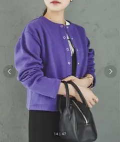 coen 紫 ノーカラージャケット レディース フリーサイズ