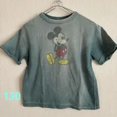 デニムダンガリーミッキーTシャツ130 ブルーグリーンのサムネイル