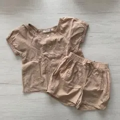 90㎝　半袖　ショートパンツ　セットアップ　ブラウン　ブラウス　短パン　シャツ