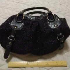 黒と紫のニットハンドバッグ　新品