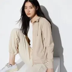 エアリズムUVカットメッシュパーカー XL ナチュラル ベージュ