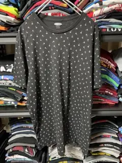 黒い小さな椰子パターンの半袖Tシャツのサムネイル