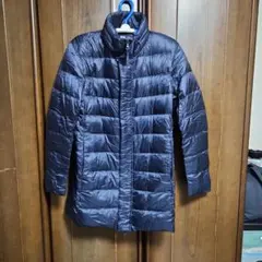 UNIQLO フード付きダウンジャケットロング Sネイビー