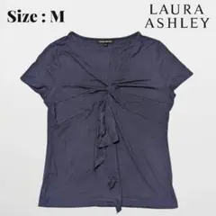 美品★LAURA ASHLEY 半袖Tシャツ ネイビー フロントツイスト Mのサムネイル