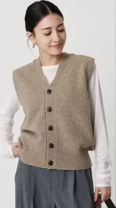 【junjun様専用】ウールカシミヤブレンド　アクア　ニットベスト