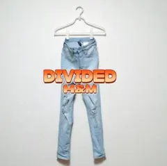 H&M　洗える　ストレッチ　ダメージ　デニム　スキニーパンツ　36のサムネイル