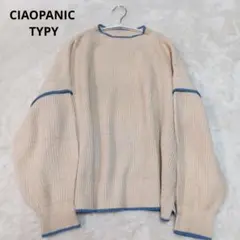 チャオパニックティピー ベージュ クルーネック ニットセーター F