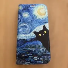 iPhone 17 手帳型ケース 星月夜 黒猫のサムネイル