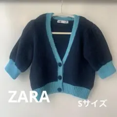 ZARAザラバイカラークロップドカーディガン/ニットS
