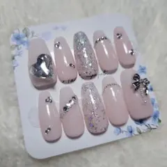 ハートネイル.リボンネイル.ベイビーブーマー.ワンホン.韓国【サイズ変更可能】