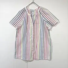 ギャップ マタニティ マルチストライプ 半袖ブラウス シャツ(M) コットンのサムネイル
