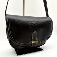 【極美品】LOEWE ロエベ アナグラム レザー ショルダーバッグ ブラック