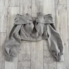 リップサービス リボンオフショルロングスリーブトップス グレー