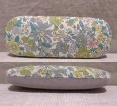 リバティ生地使用　メガネケースハード　エミリー　若草　ハンドメイド